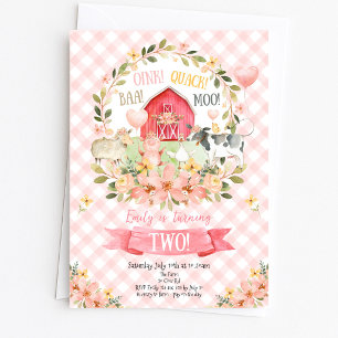 Farm Animals 2nd Birthday Invitation