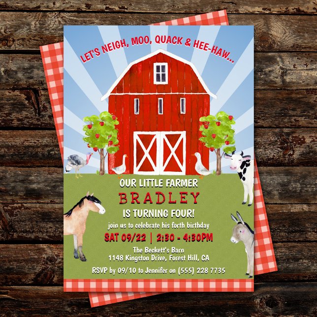 Farm Animals 4th Birthday Invitation (Creator Uploaded)