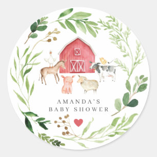 Farm Animals Baby Shower Classic Round Sticker