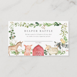 Farm Animals Baby Shower Diaper Raffle Ticket Enclosure Card