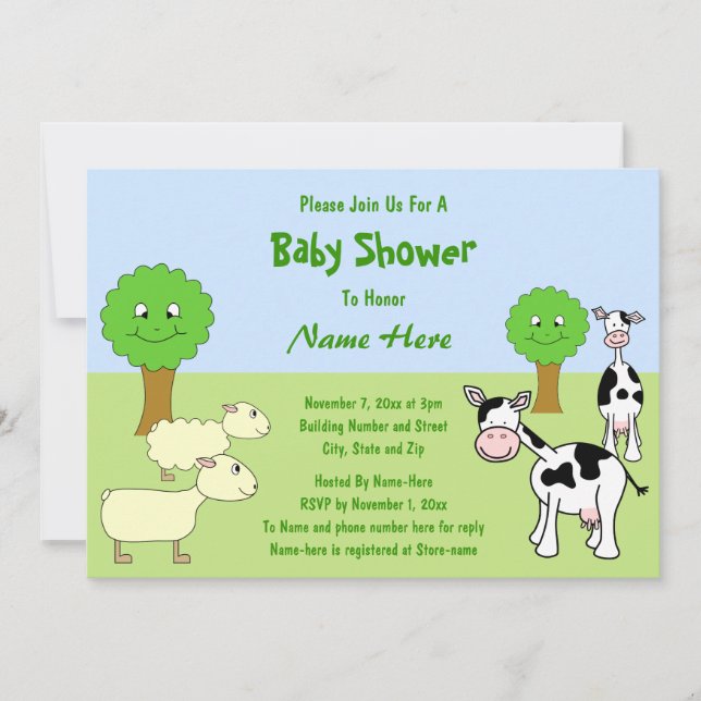 Farm Animals Baby Shower Invitation (Front)