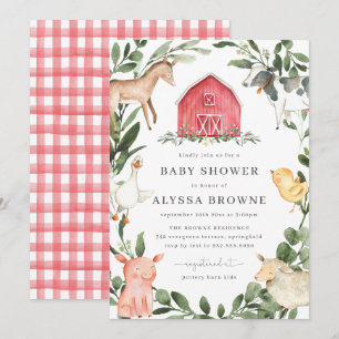 Farm Animals Baby Shower Invitation   Barnyard