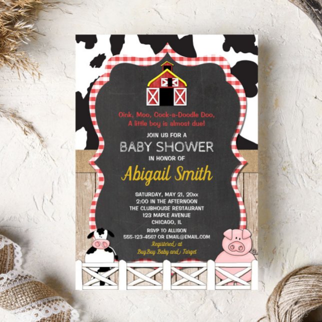Farm animals baby shower invitation boy (Creator Uploaded)