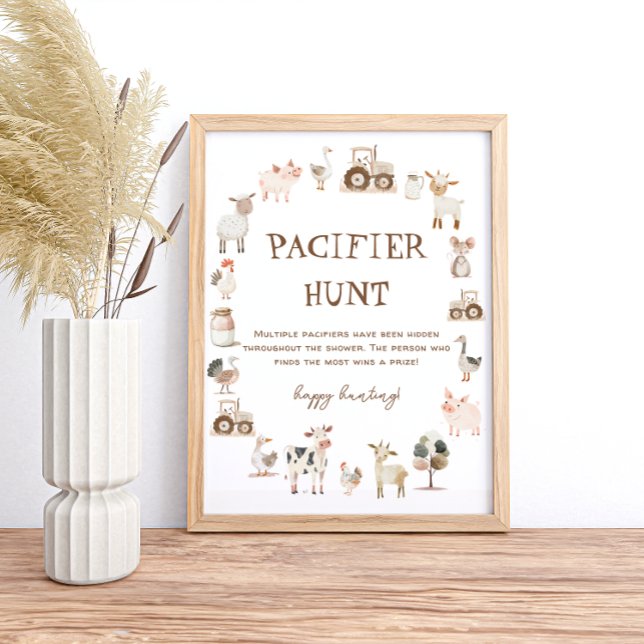 Farm Animals Baby Shower Pacifier Hunt Game Poster (Creator Uploaded)