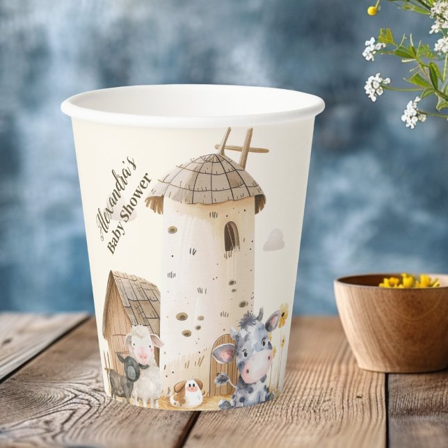 Farm Animals Baby Shower Paper Cups (Creator Uploaded)