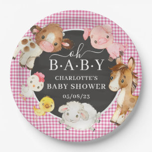 Farm Animals Baby Shower Paper Plate