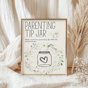 Farm Animals Baby Shower Parenting Tip Jar Sign