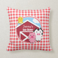 Farm Animals Baby Shower; Red & White Gingham