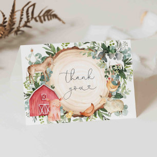 Farm Animals Baby Shower Thank You Card