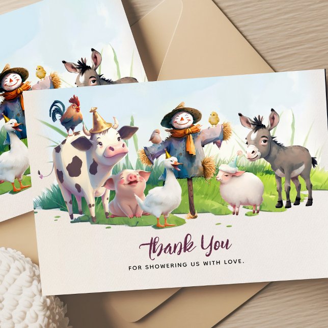 Farm Animals Baby Shower Thank You Card (Creator Uploaded)