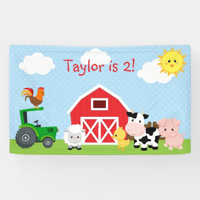 Farm Animals Backdrop / Banner (Blue for Boys) (Horizontal)