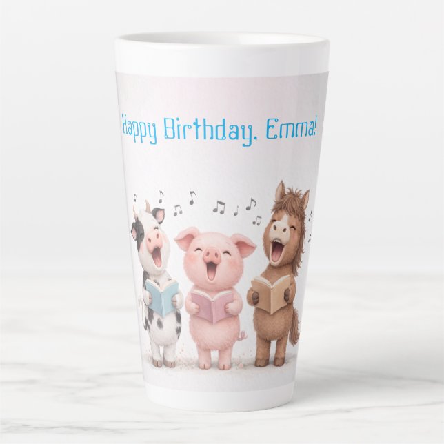 Farm Animals Band Birthday Latte Mug (Front)