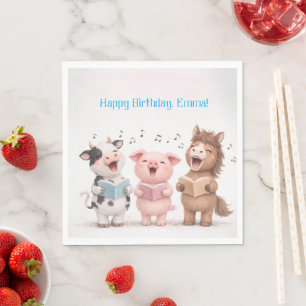 Farm Animals Band Birthday Napkin