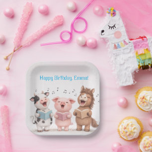 Farm Animals Band Birthday Paper Plate
