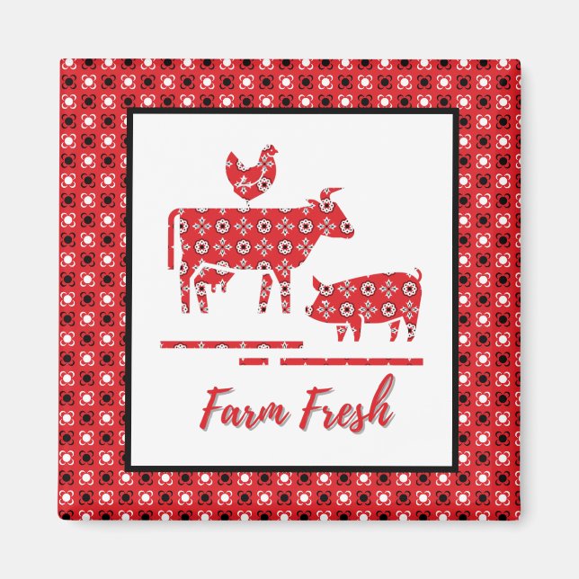 Farm Animals Bandanna Print  Magnet (Front)
