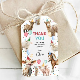 Farm Animals Barn Balloon Confetti Birthday Favour Gift Tags