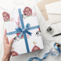 Farm Animals & Barn Pattern White