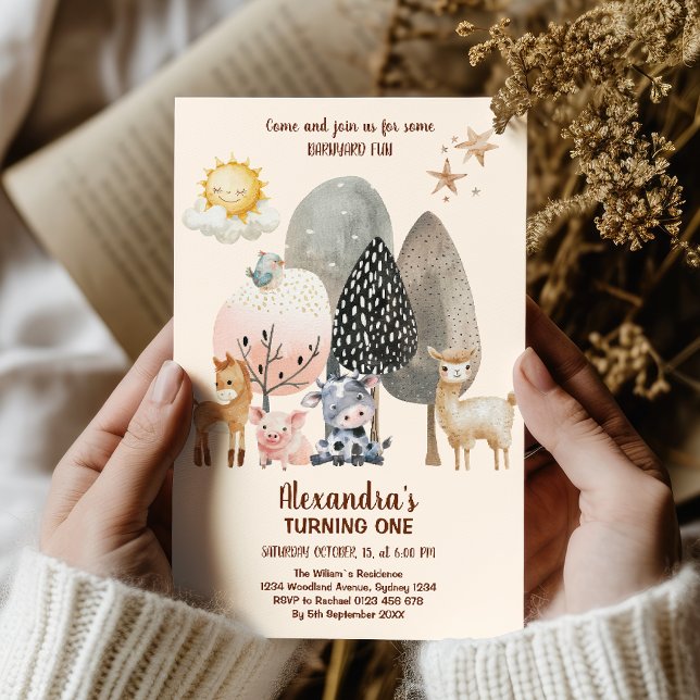 Farm Animals Barnyard 1st Birthday Invitation (Creator Uploaded)