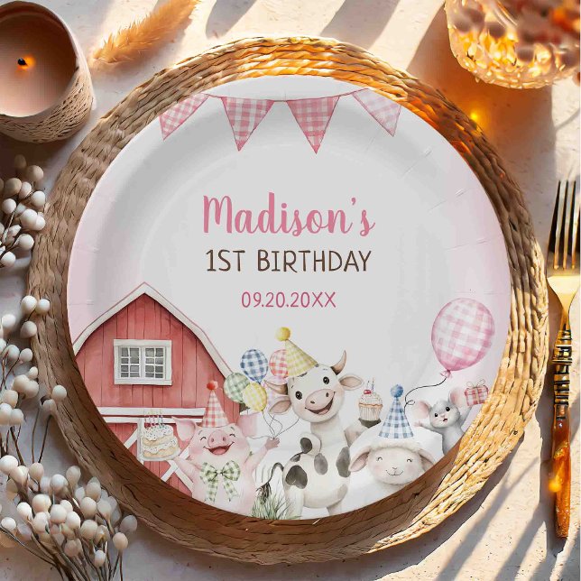 Farm Animals Barnyard 1st Birthday Paper Plate (Creator Uploaded)
