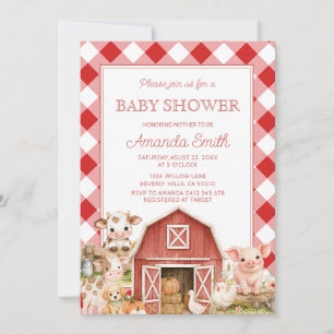 Farm Animals Barnyard Baby Shower Invitation