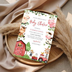 Farm Animals Barnyard Baby Shower Invitation
