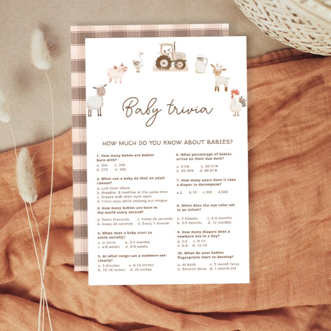 Farm Animals Barnyard Baby Shower Trivia Game  (Creator Uploaded)