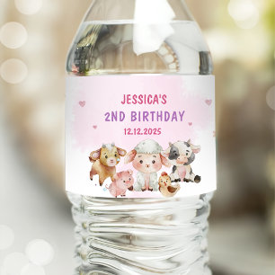 Farm Animals Barnyard Balloon Birthday Party Water Bottle Label