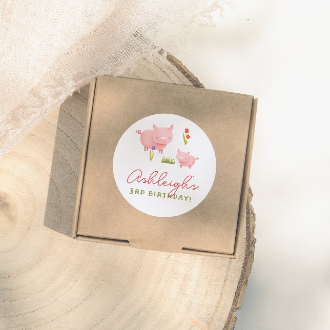 Farm Animals Barnyard Bash Birthday Party Classic Round Sticker (Creator Uploaded)