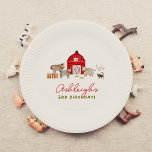 Farm Animals Barnyard Bash Birthday Party Paper Plate<br><div class="desc">Add some fun to your birthday party with these paper plates! Made to match our Farm Animals Barnyard Birthday Party collection, this design features charming farm animal illustrations. There are a duck, a cow, a horse and a donkey, a cat, chickens, and a big red barn. The birthday boy or...</div>