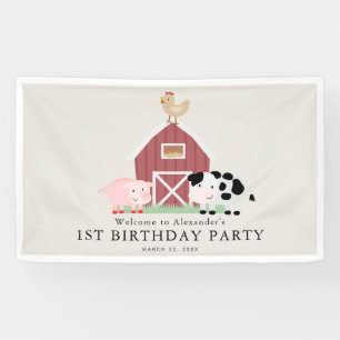 Farm Animals Barnyard Beige Birthday Welcome Banner