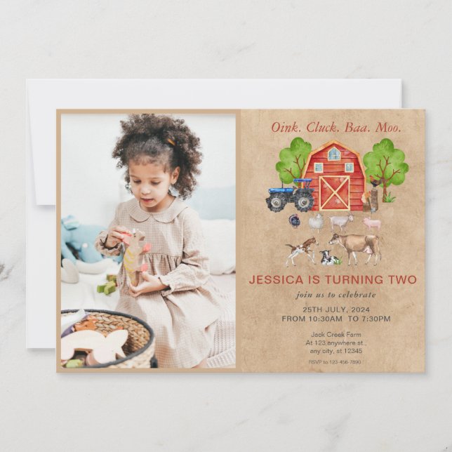 Farm Animals Barnyard Birthday Invitation (Front)