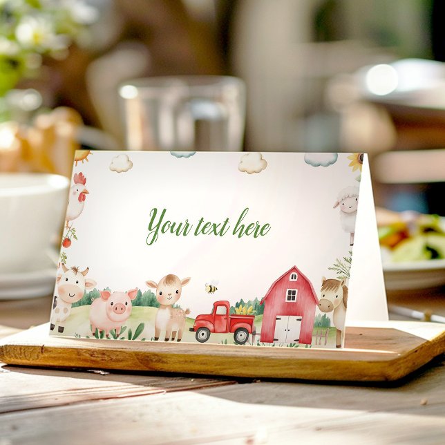 Farm Animals Barnyard Birthday Party Food Tent Place Card (Creator Uploaded)