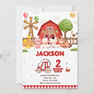 Farm Animals Barnyard Birthday Party Invitation