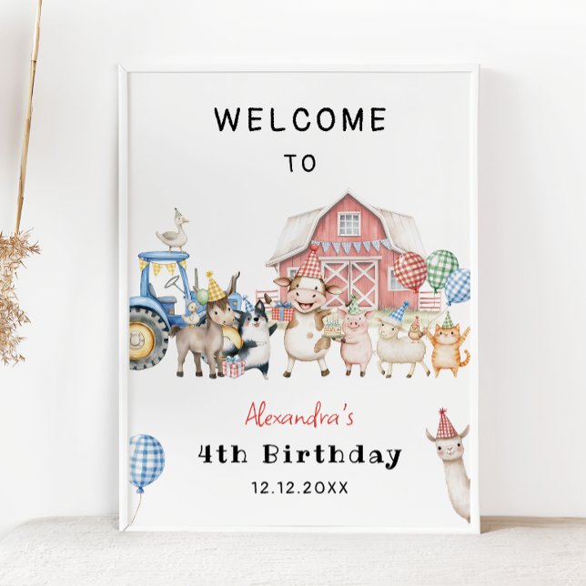 Farm Animals Barnyard Birthday Party Welcome Poster (Creator Uploaded)