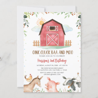 Farm Animals Barnyard Boy Birthday Invitation