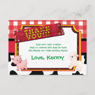 Farm Animals, Barnyard, Cute Thank You Cards