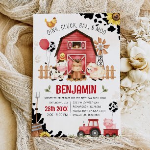Farm Animals Barnyard FARM BIRTHDAY Invitation