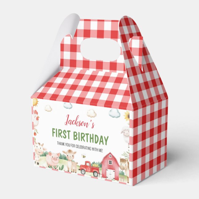 Farm Animals Barnyard Kids Birthday Favour Box (Front Side)