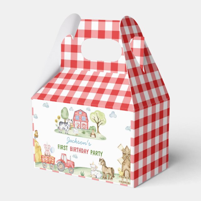 Farm Animals Barnyard Kids Birthday Favour Boxes (Front Side)