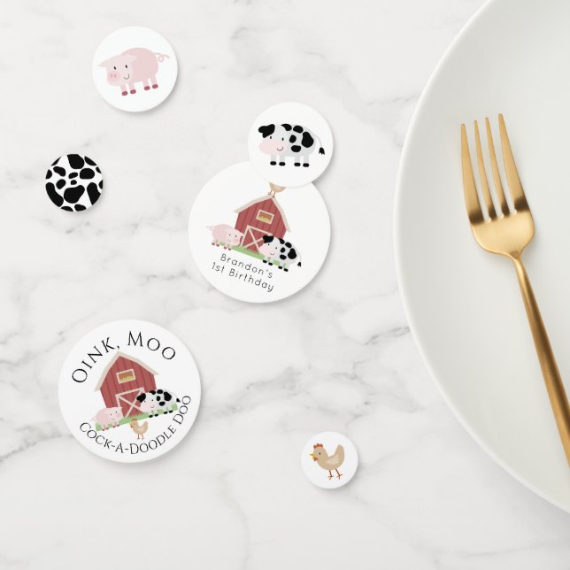 Farm Animals Barnyard White Birthday Confetti (Group)