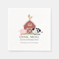Farm Animals Barnyard White Birthday Paper