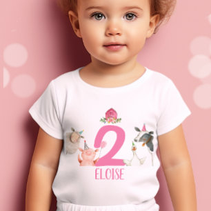 Farm Animals Birthday Girl Pink Barnyard T-Shirt
