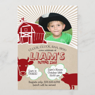 Farm Animals Birthday Invitation, Petting Zoo Invitation