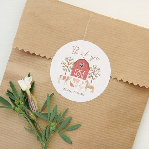 Farm Animals Birthday Party Classic Round Sticker