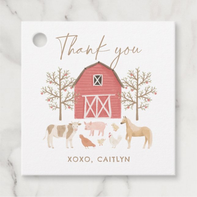 Farm Animals Birthday Party Favour Tags (Front)