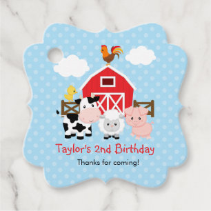 Farm Animals Birthday Party Favour Tags (Boys)