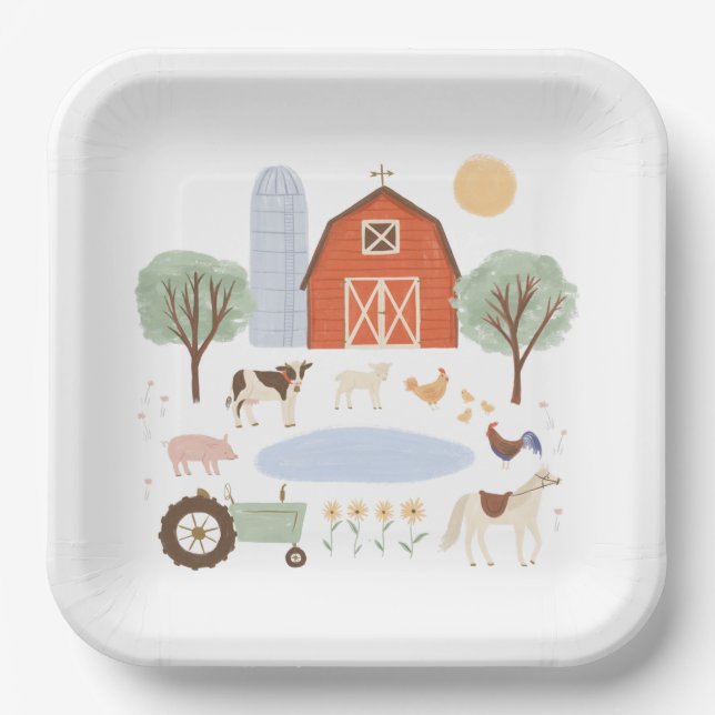 Farm Animals Birthday Party Paper Plate (Front)
