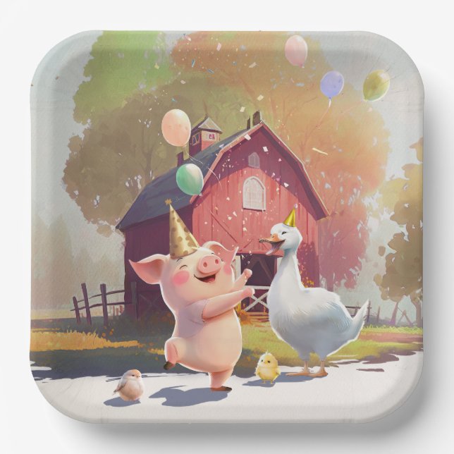 Farm Animals Birthday Party Paper Plates (Front)