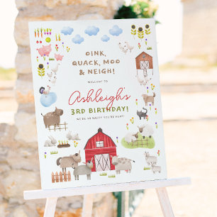 Farm Animals Birthday Party Welcome Sign