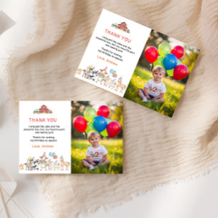 Farm Animals Birthday Photo Thank You Card